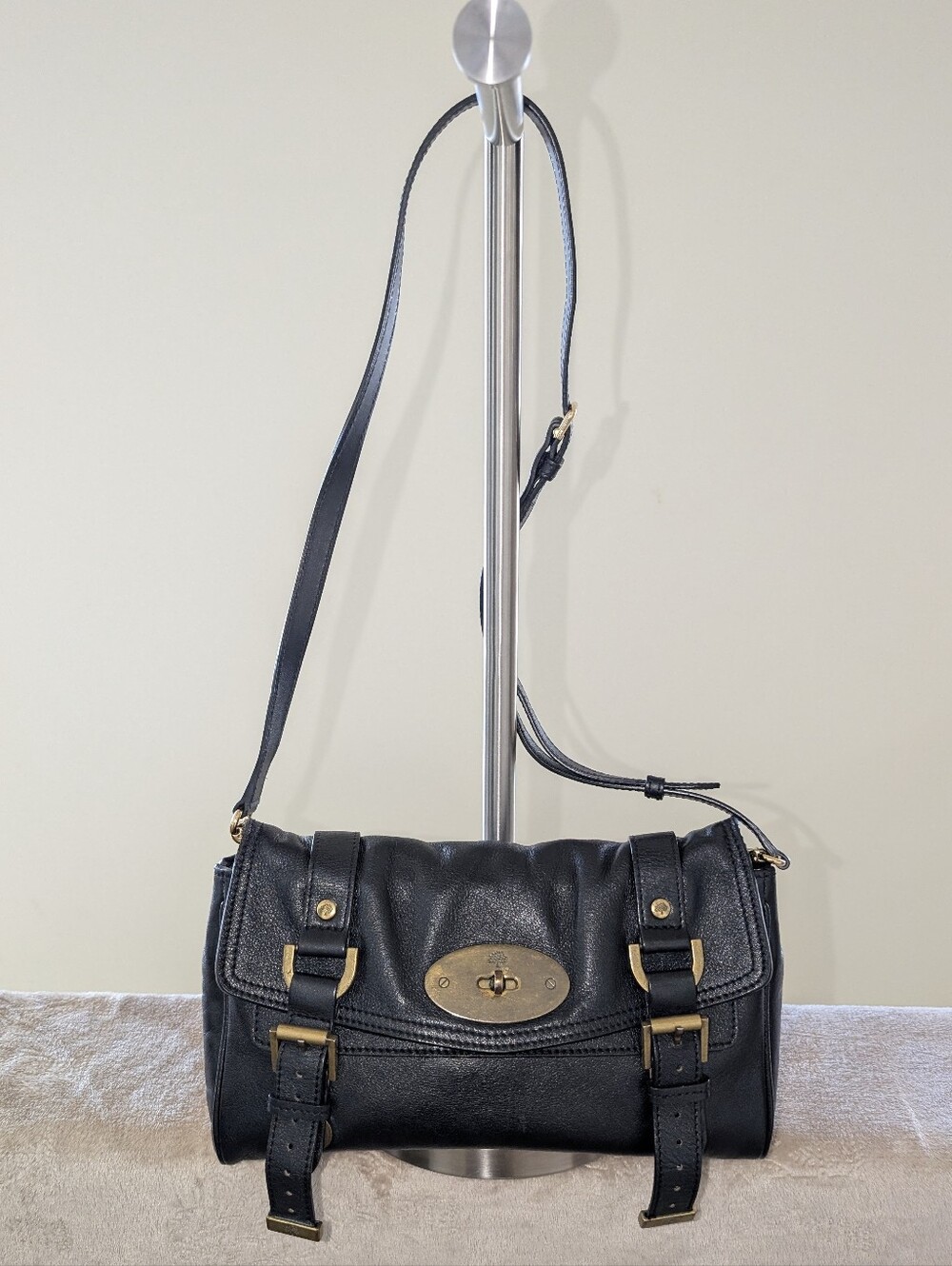 Mulberry Alexa Black Leather Crossbody Bag